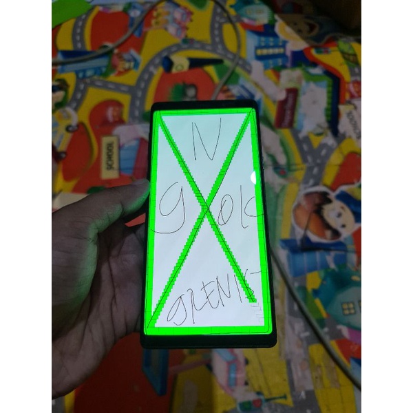 LCD HP SAMSUNG NOTE 9 ORIGINAL 100% COPOTAN MINUS GREEN SCREEN BAZEL HITAM