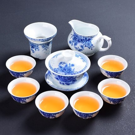 Chinese ceramic kung fu tea set porcelain tea cup cover bowl tea set