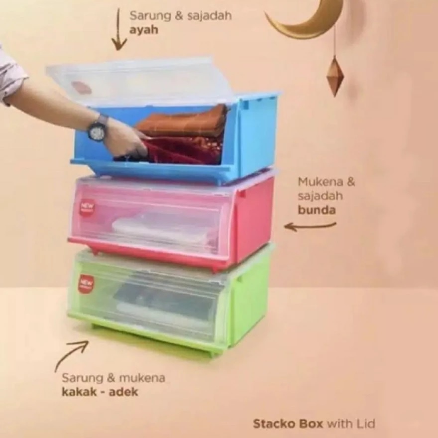 MASPION Stacko Box With Lid 33L B CC019 kotak serbaguna / storage box