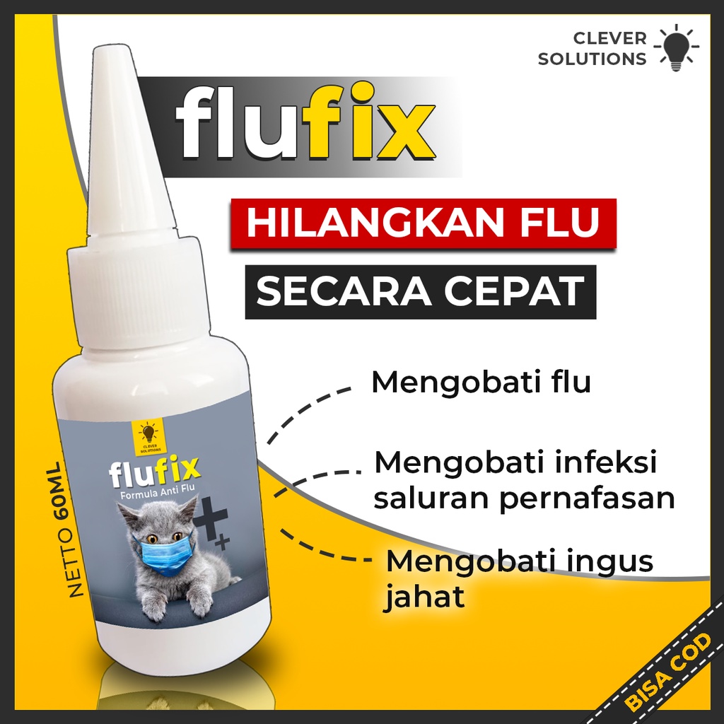 Obat Flu Batuk Demam Pilek Kucing FLUFIX Flucat Doxy Cat Coldy Cat Flu Cat Flu Kucing Ampuh