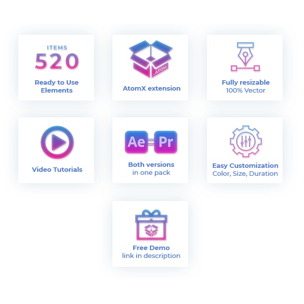 AtomX Shape Elements Library - After Effect &amp; Premiere Pro Extension