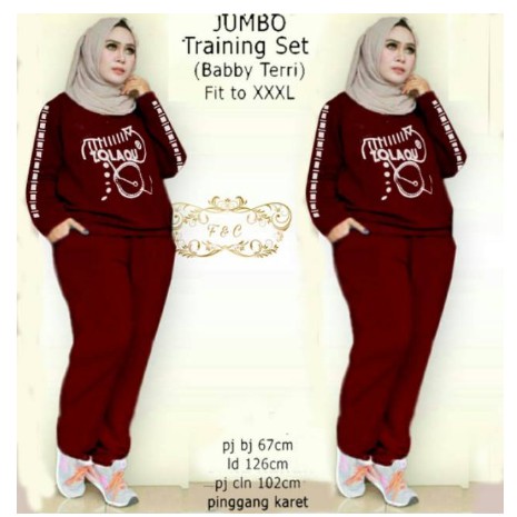 Setelan pakaian olahraga wanita baju senam jumbo olahraga training trening setelan senam xxxl