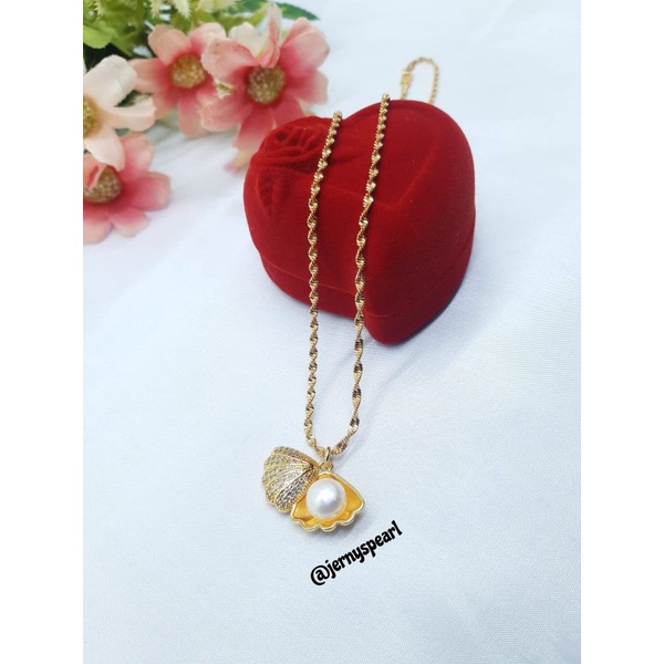 Kalung lapis emas mutiara lombok | kalung mutiara tawar | kalung kerang