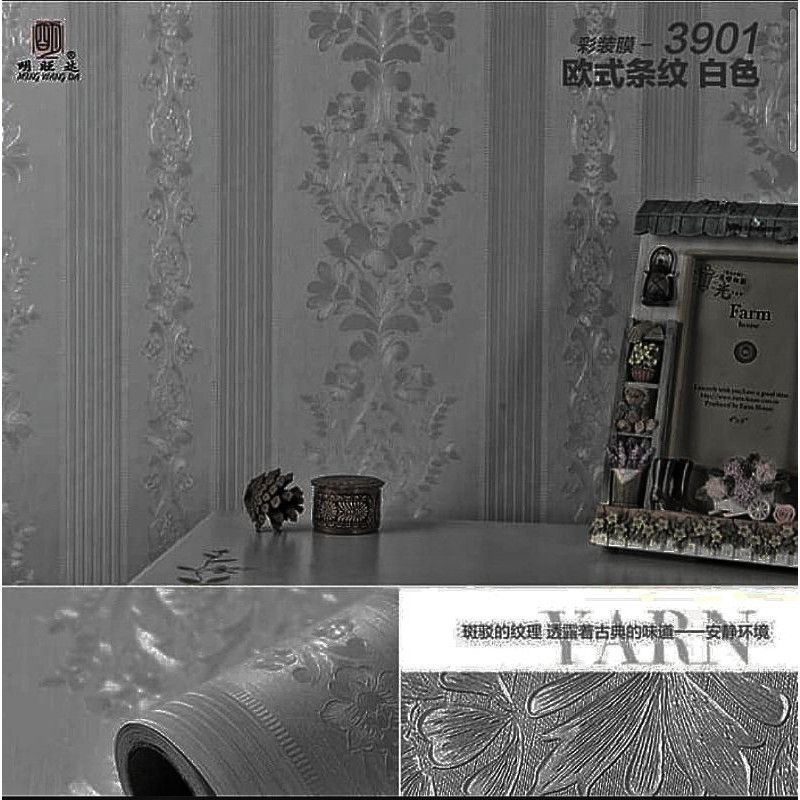 COD ( BAYAR DI TEMPAT ) Wallpaper Sticker Dinding Bertekstur Salur Daun Ungu Pink Putih Cream Biru Abu Hitam Navy Hijau Tosca Kuning Merah Coklat Salur Bunga Batik Batu Bata 3D Kotak Segitiga minimalis Baju Celana Sendal Kaos Gamis Celana Dalam Kosmetik-1