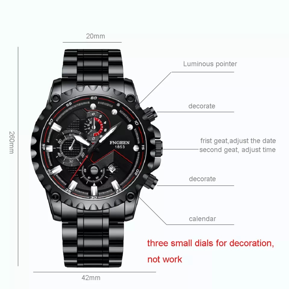 FNGEEN 5757 Jam Tangan Pria Luxury Stainless Steel Quartz Original Anti Air Watch + Kotak Gratis