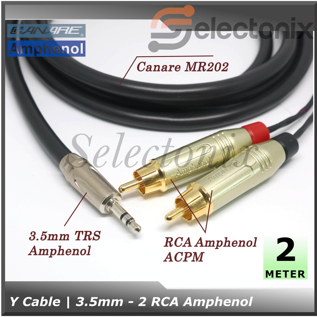 Kabel Y 3.5mm TRS to 2 RCA | Amphenol [2m]