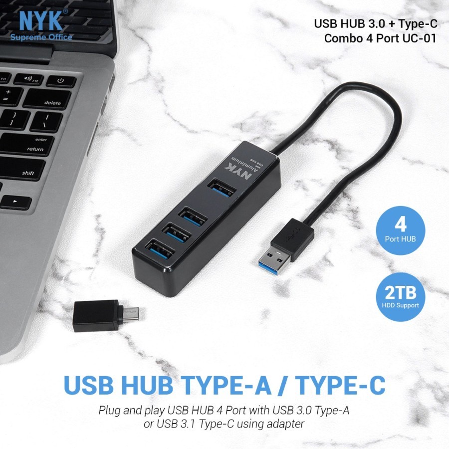 NYK USB HUB 3.0 + Type-C Combo 4 Port UC-01