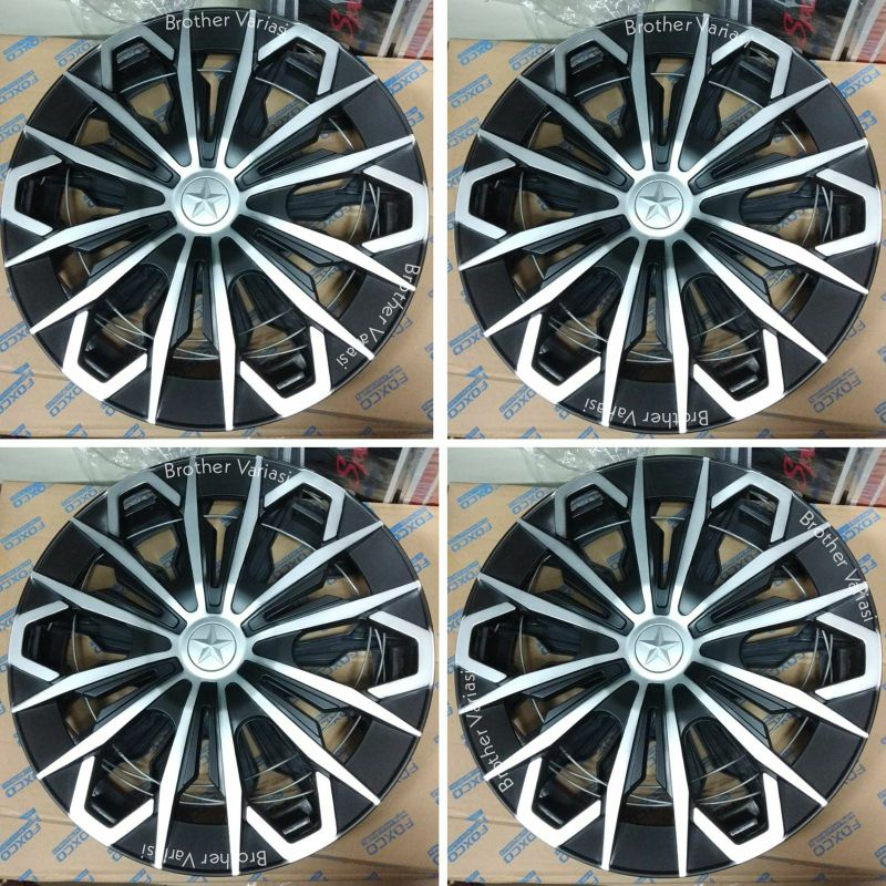 Dop Velg Tutup Velg Mobil Universal Ring 14 Inch Hitam Chrome