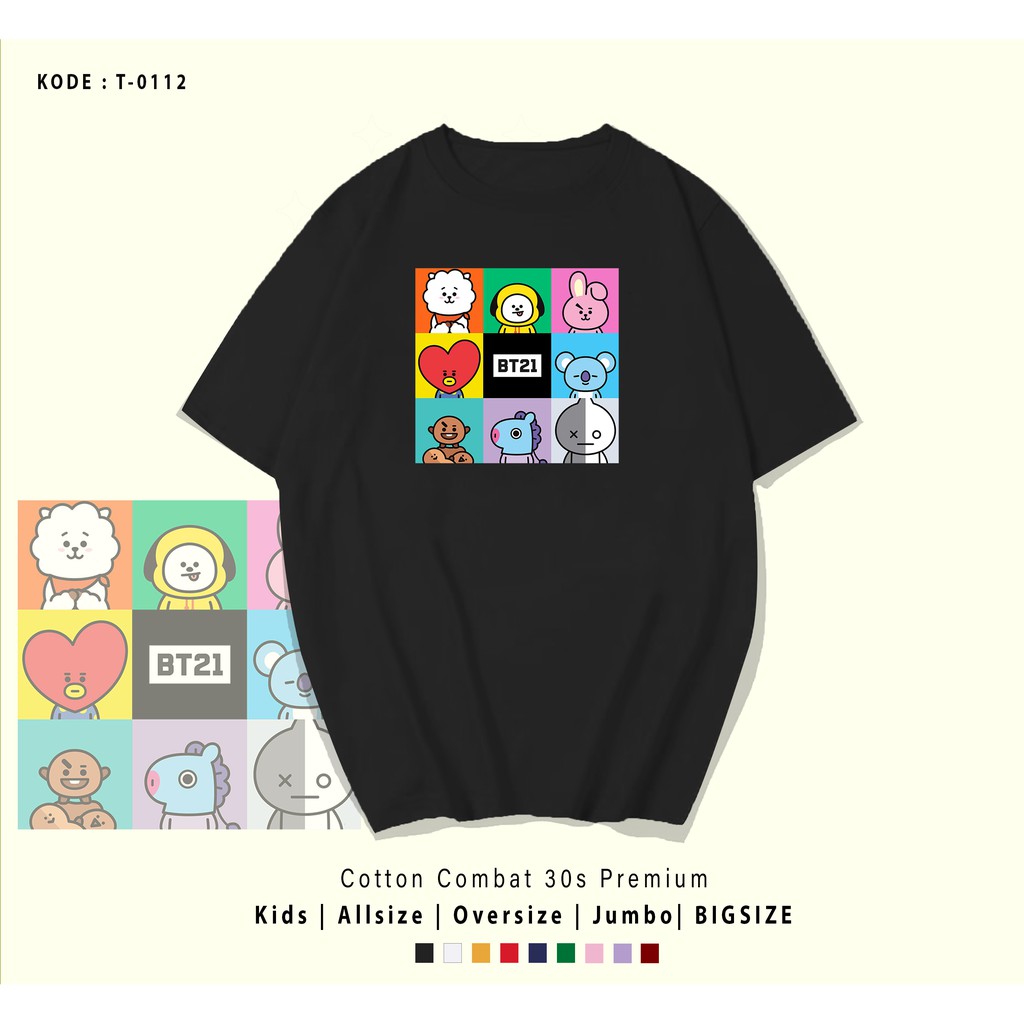 KAOS / T-SHIRT KATUN 30S / ARMY INDONESIA KPOP / KOREAN / ATASAN / BT21 BOX