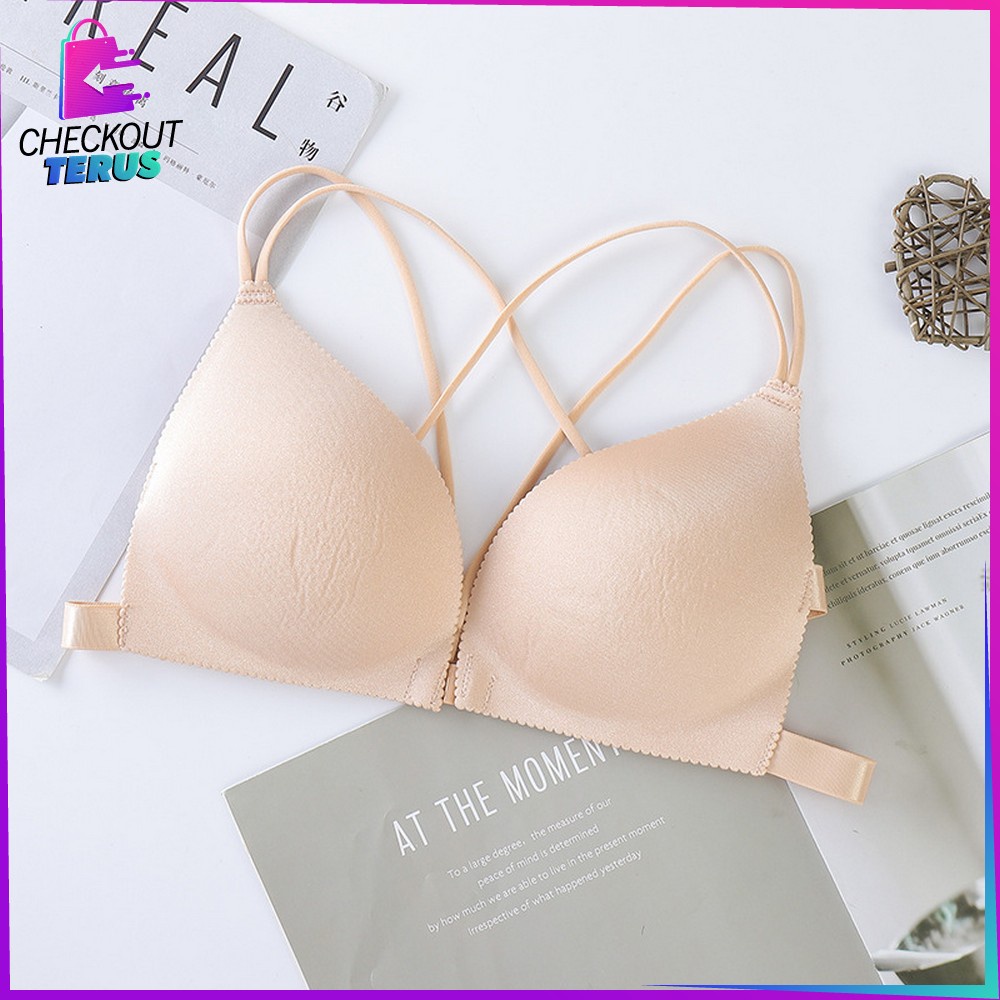 CT P64 P65 Pakaian Dalam Atasan Wanita Bra Seamless Tanpa Kawat BH Push Up Bra Kancing Depan Tanpa Kawat Bra Olahraga