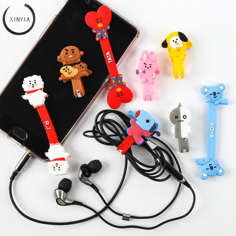 Kpop BTS Bangtan Boys BT21 ARMY Kabel Earphone Model Kartun Pengikat Kabel