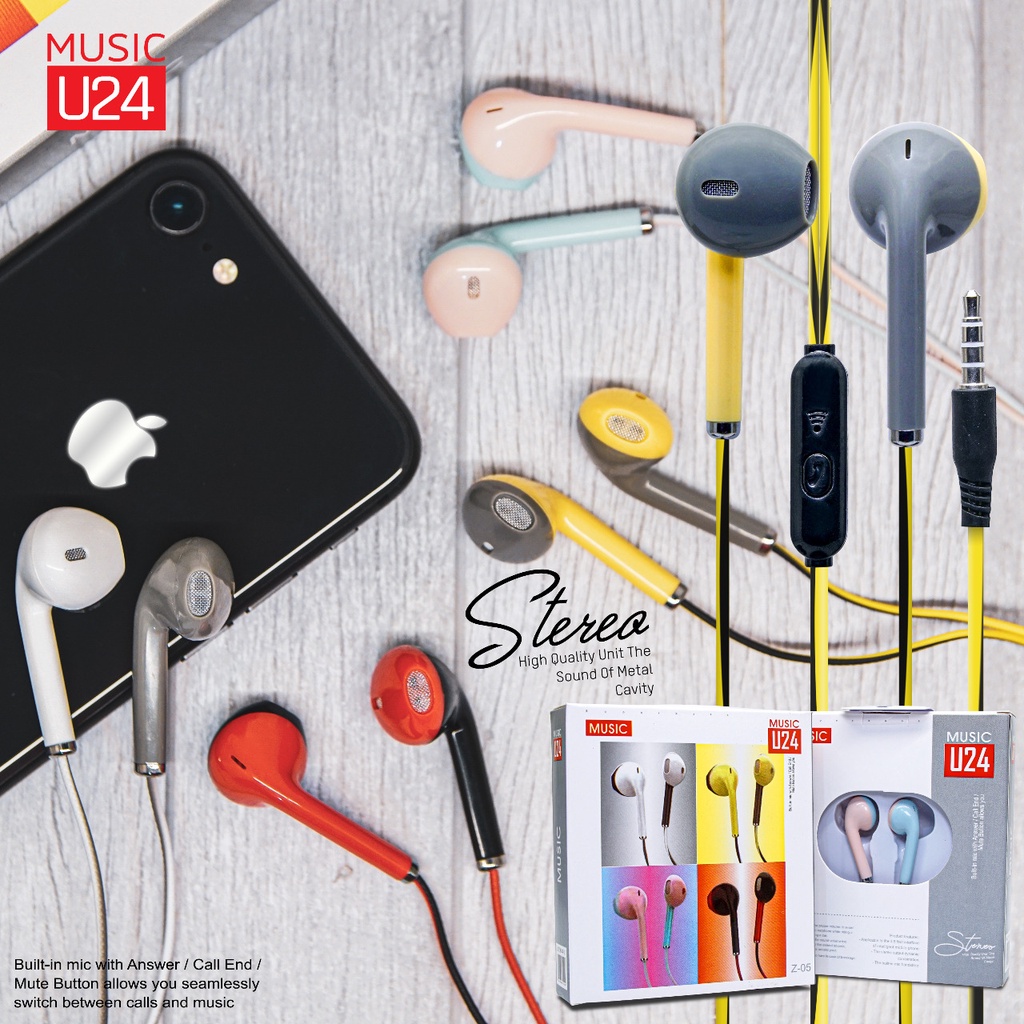 Handsfree U24 Color Full Stereo Earphone U24 Headset U24