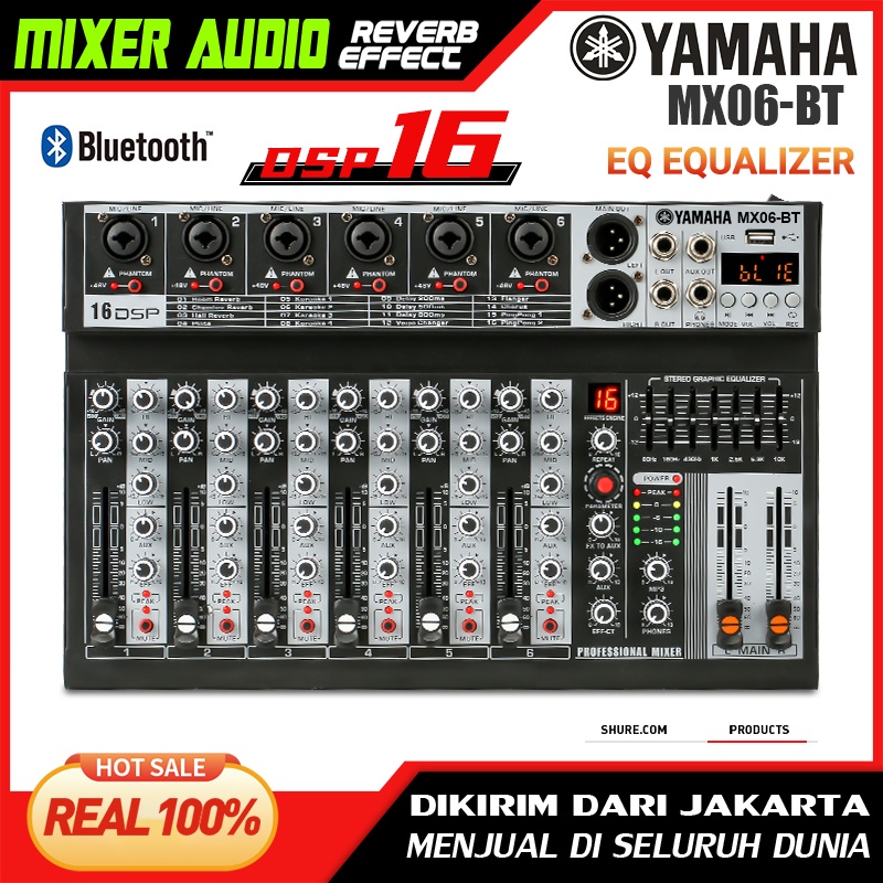 [Asli]  MX06BT mixer profesional 6-channel built-in EQ 16DSP Bluetooth/USB/PC/MP3 playback mode EQ/alat perekam built-in peralatan pencampuran peralatan live DJ