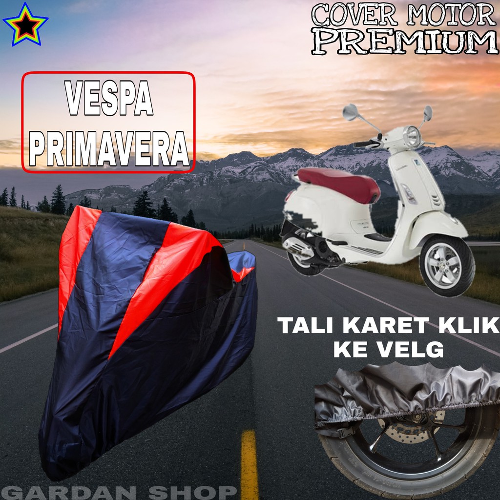 Sarung Motor VESPA PRIMAVERA Hitam MERAH Body Cover Penutup Pelindung Motor Vespa PREMIUM