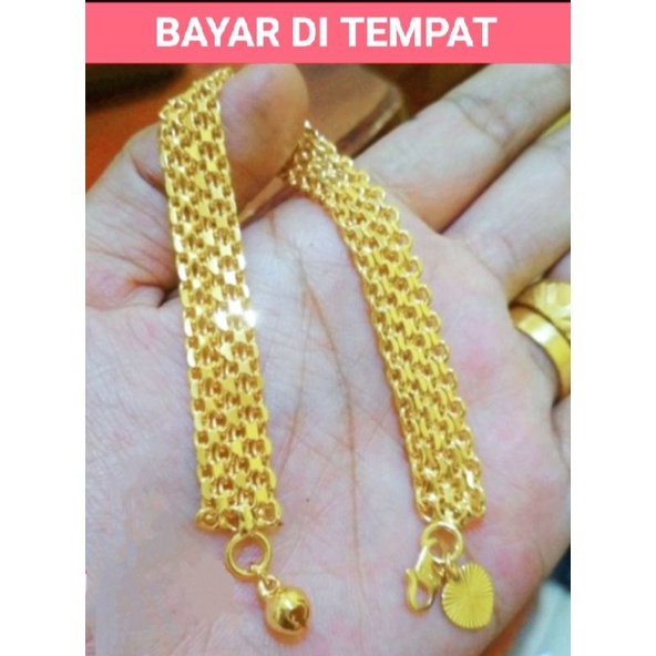 PROMO,,,,, GELANG TANGAN TITANIUM MOTIF DOBLE NURI LAPIS EMAS 24 K TERSEDIA WARNA GOLD DAN ROSEGOLD