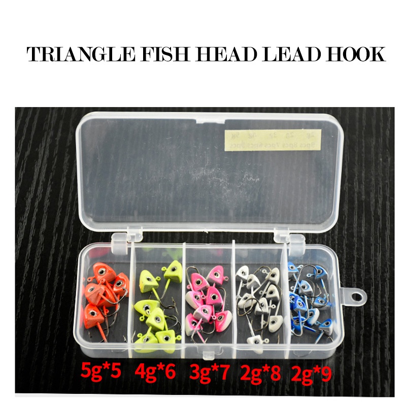 35 Pcs 2g-5g Colorful Fish Hook Lead Hook Multi-type Set 3D Eye Lead Hook