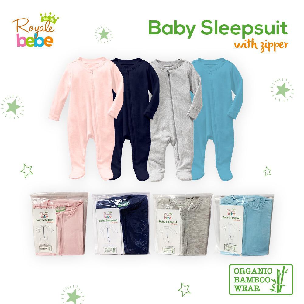 Royale Bebe Bamboo Sleepsuit Bayi zipper resleting 0-12 bulan piyama anak piyama bayi