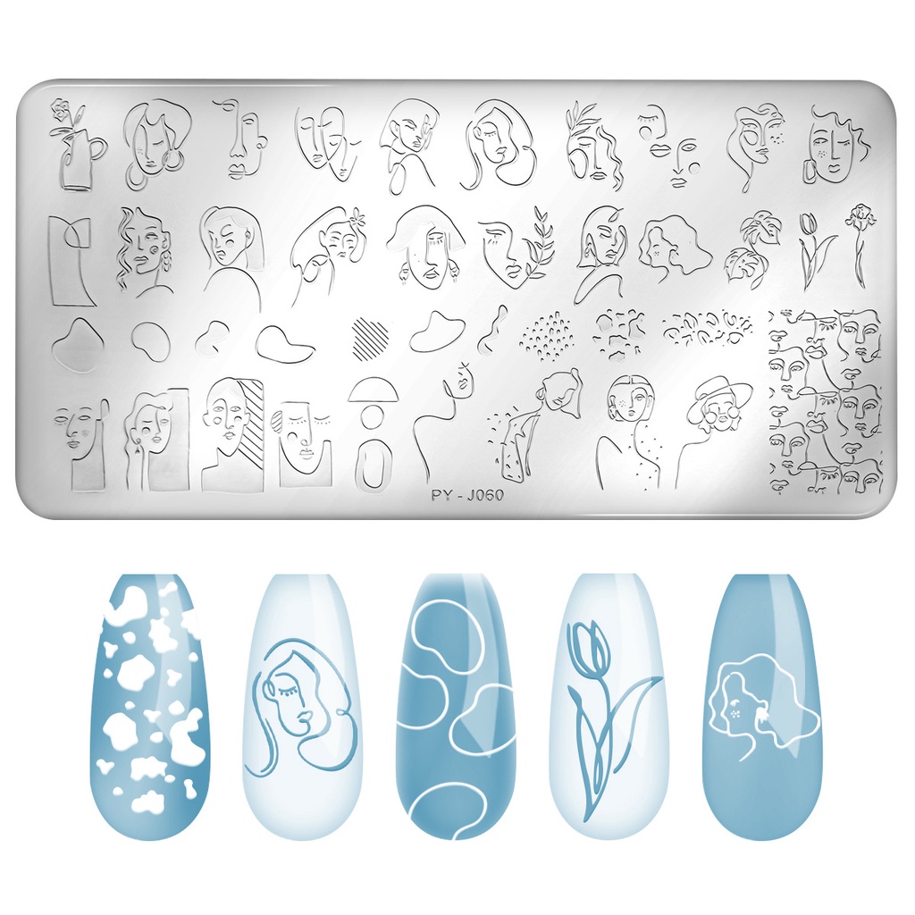 12 Gaya / Set Template / Manicure Transfer Template Stencil Motif Geometri / Bunga / Garis / Tulisan Untuk Nail Art / Manicure