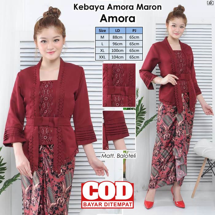 Atasan Kebaya Kutu Baru Modern Hitam|Cokelat|Maroon|Putih / Kebaya Moderen Kondangan Jumbo / Kebaya Akad Nikah Mewah / Kebaya Tunangan Kekinian / Kebaya Wisuda Modern / Kebaya Amora Vechia Theresia-1
