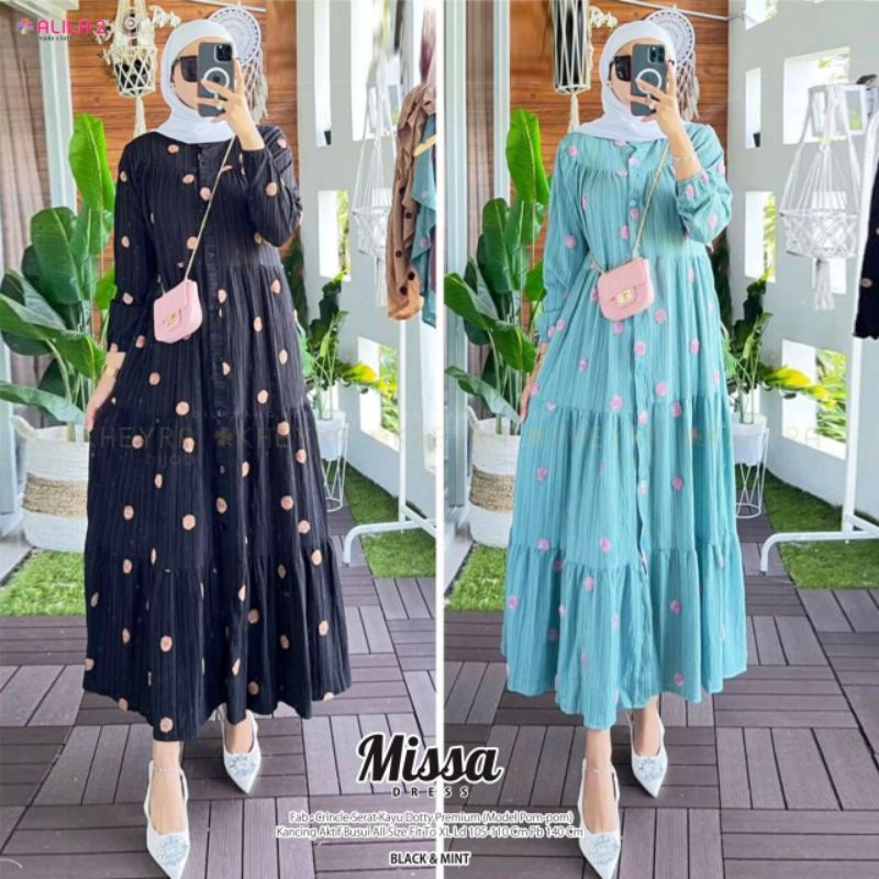 MISSA MAXY DRESS busui bahan crincle serat kayu pompom fit to XL