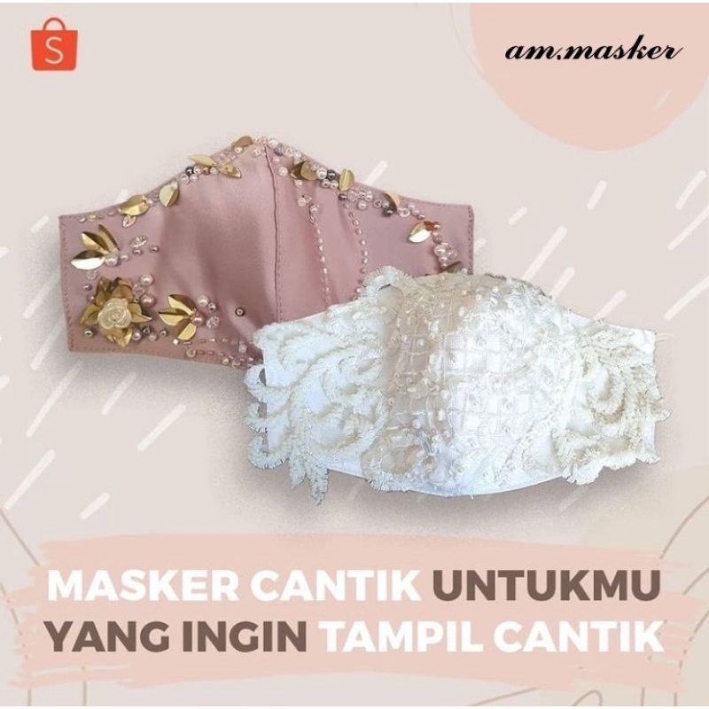 Masker Pesta/Pengantin..Masker Kain Brokat Premium 3ply..Masker Kondangan/Fashion/Wedding