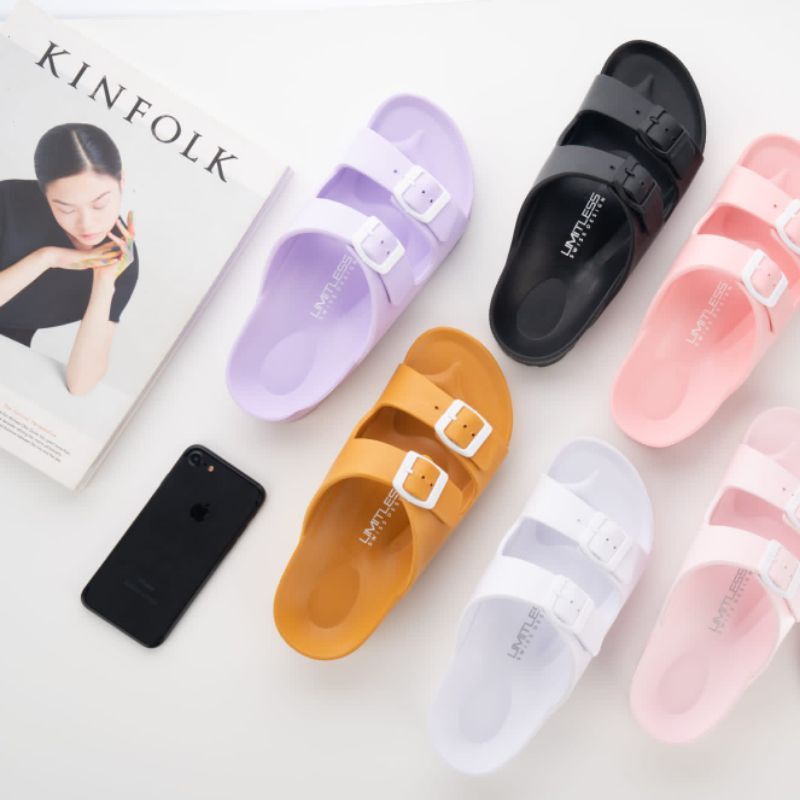 Sandal Jelly Slop Wanita Korea l Sendal Wanita Kekinian Polos Tali Dua Limitless