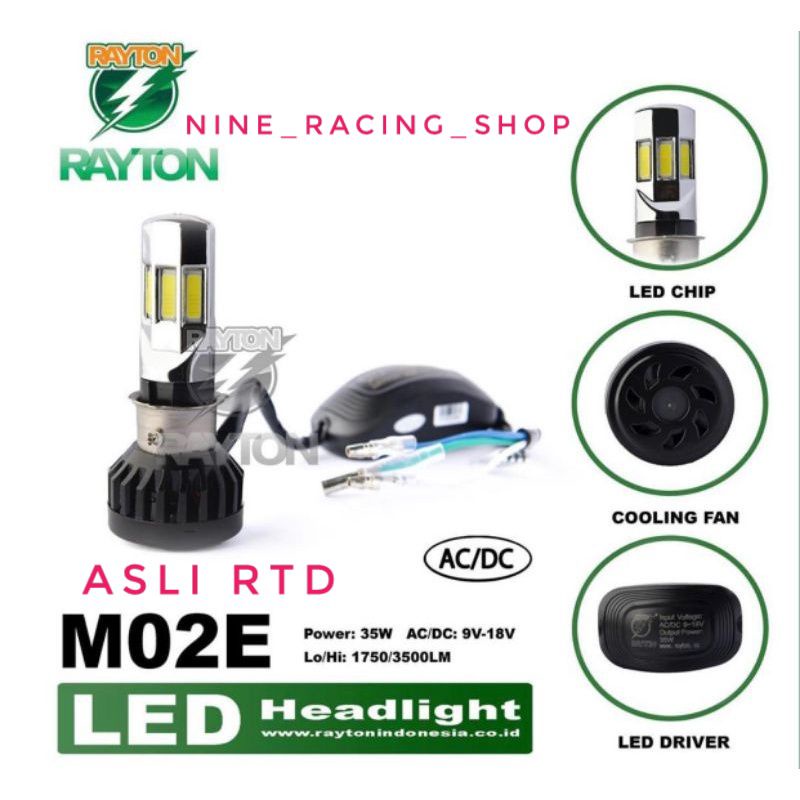 Lampu Depan LED 6 Sisi M02E &amp; 3 Sisi M02D RTD Rayton Nyala White &amp; Ice Blue Universal