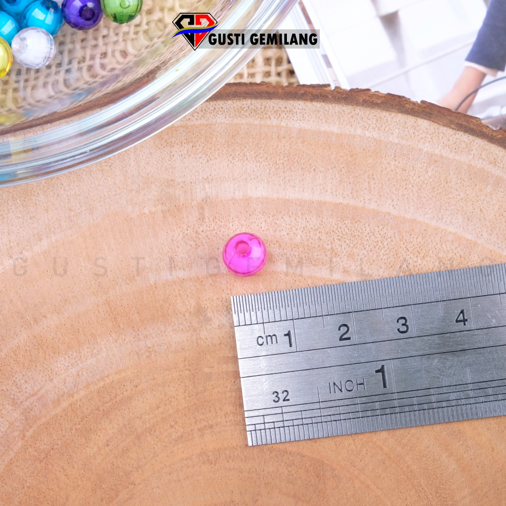 Isi 12pcs Mote Akrilik Bulat Transparan / Mote Akrilik Mutiara