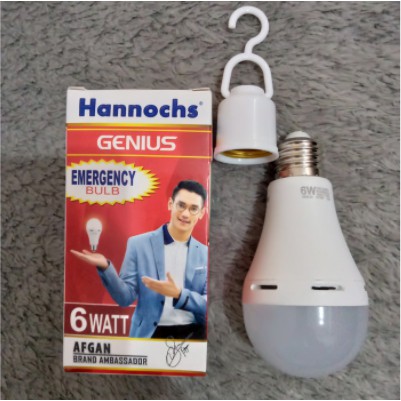 Hannochs Lampu LED Emergency Genius 6W Putih AC/DC 6 Watt Fitting