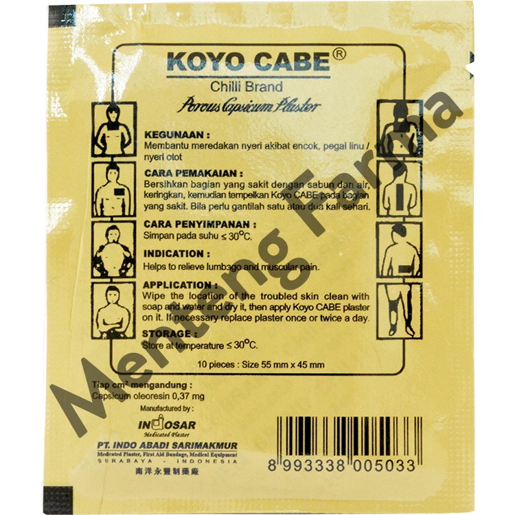 Koyo Cabe Sachet Isi 10 Lembar - Koyo Pereda Nyeri Otot dan Sendi