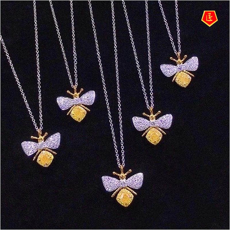 [Ready Stock]Ins Diamond Bee Retro Sexy Pendant Exquisite Necklace