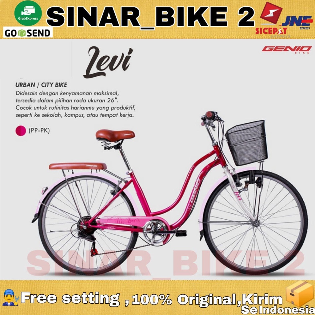 Sepeda Mini Keranjang Dewasa GENIO Urban/City Bike LEVI 26 Inch 7Speed