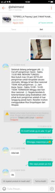 Tepbrella Payung Lipat 3 Motif Kotak Termurah