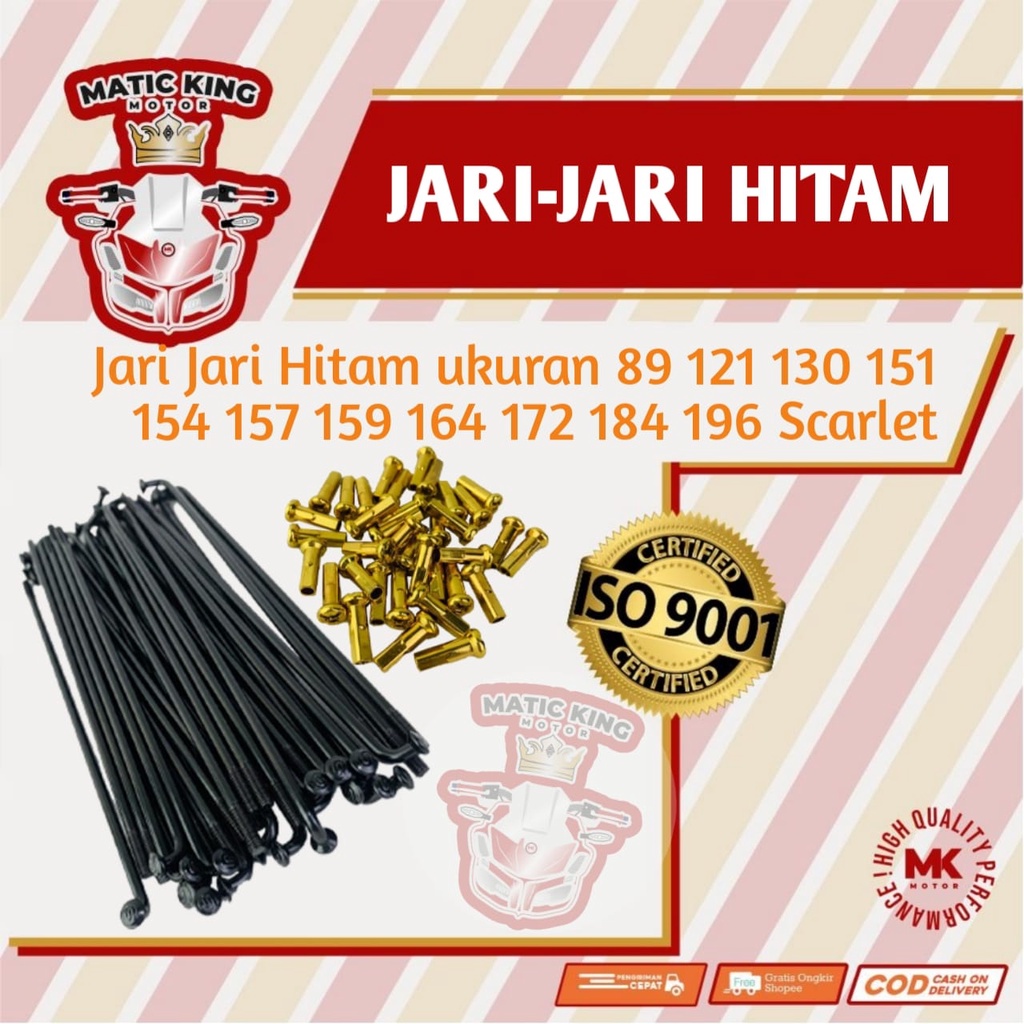 Jari jari Ruji Hitam  ring 17 ukuran 89 121 130 154 157 159 164 172 184 196 Scarlet