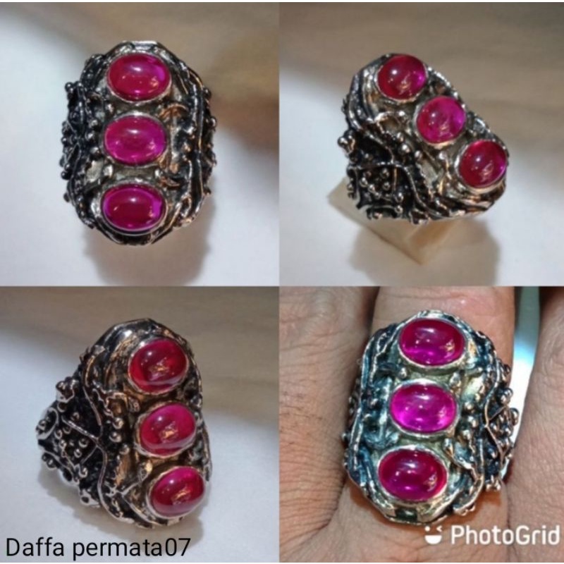 Batu Cincin Merah Siam Ros Bangkok 3 Mata