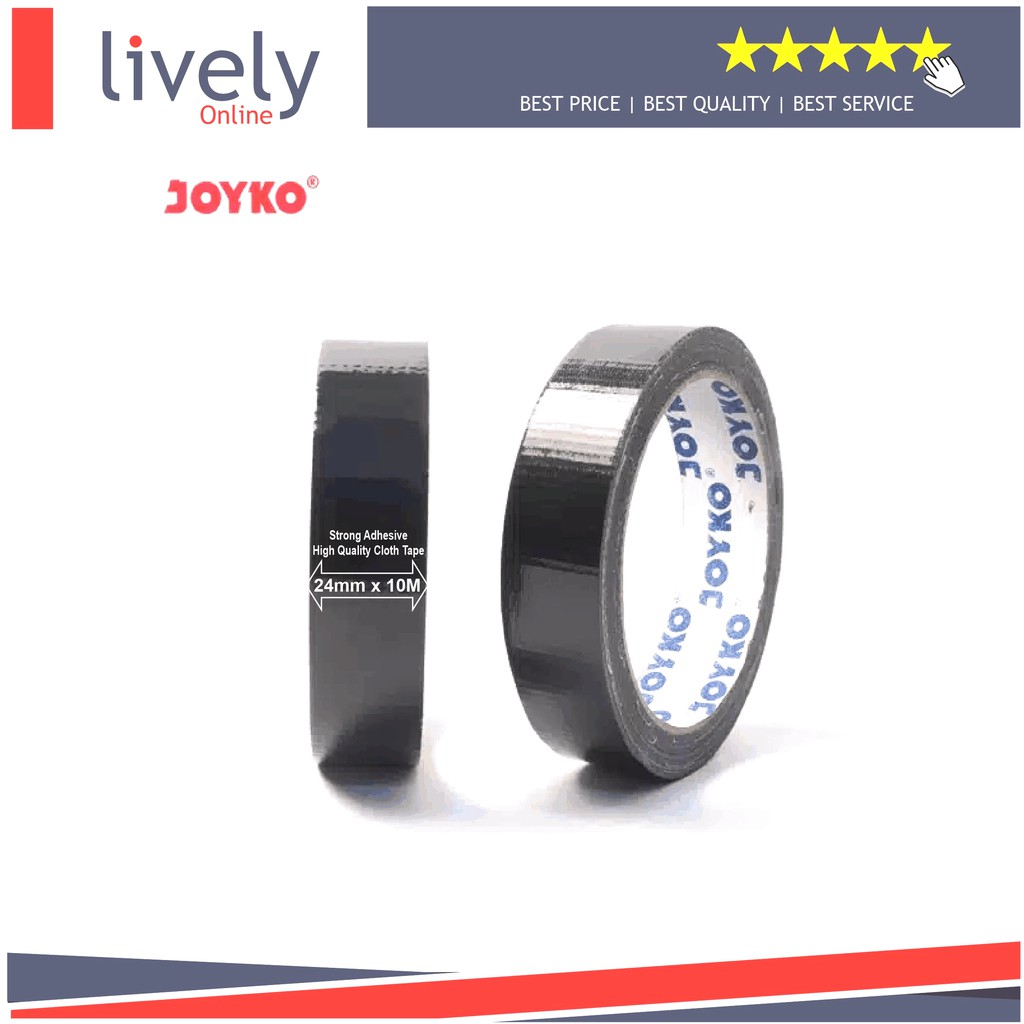 Lakban Jilid Cloth Tape Lakban Kain Joyko 24 mm x 10 meter Warna Hitam