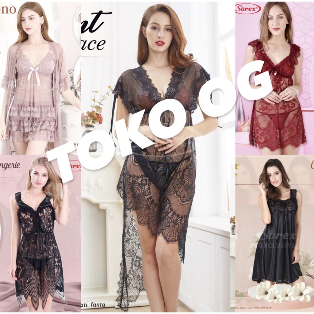 BAJU TIDUR WANITA SATIN LINGERIE SOREX EXCLUSIVE BT 7002 KIMONO 3043 LACE 1918 3019 526 kado natal