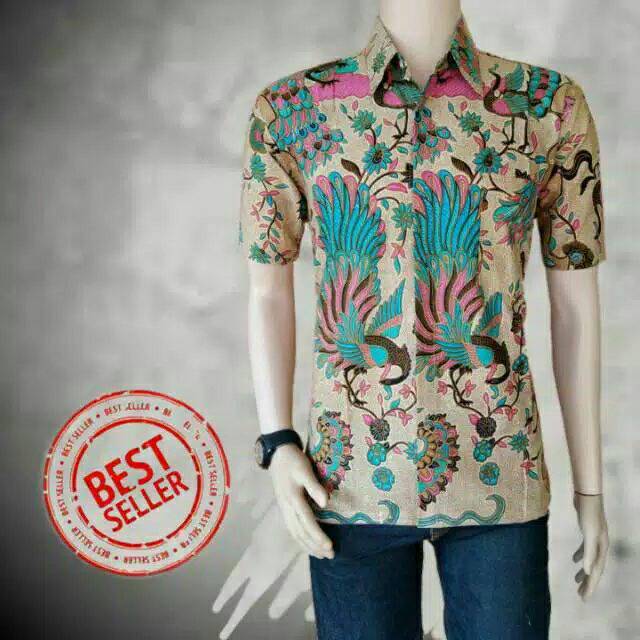 Hem Batik | Baju Batik Pria Merak Lengan Pendek