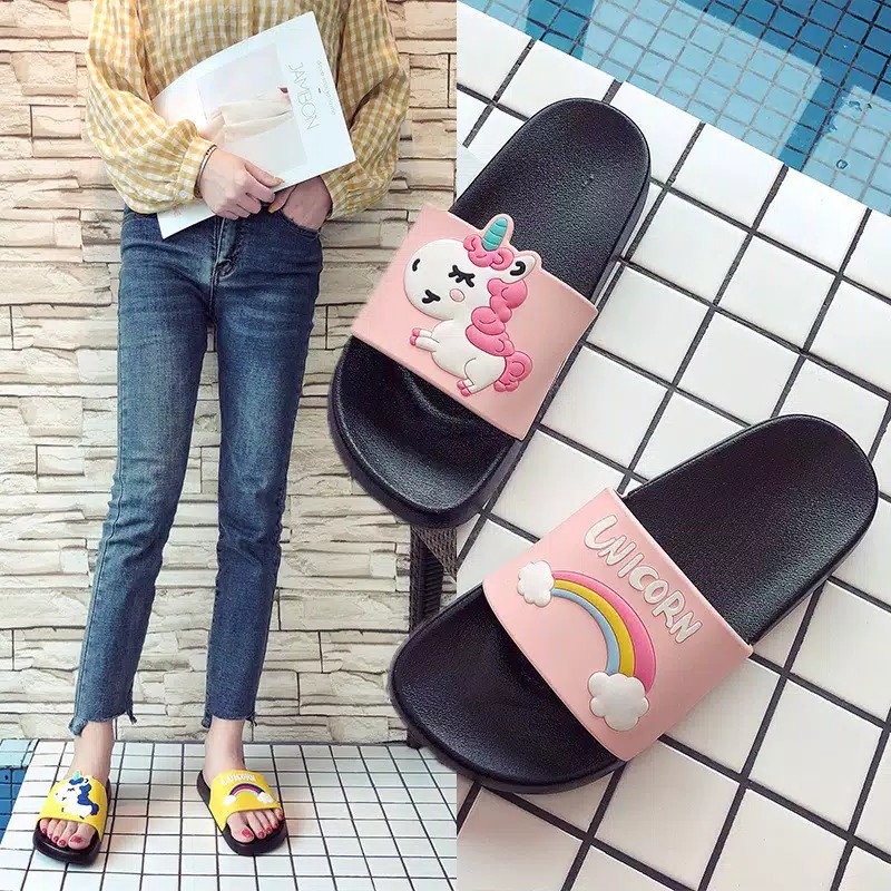 SANDAL DARK UNICORN Sandal selop karet lucu anak, Sandal anak dino lucu