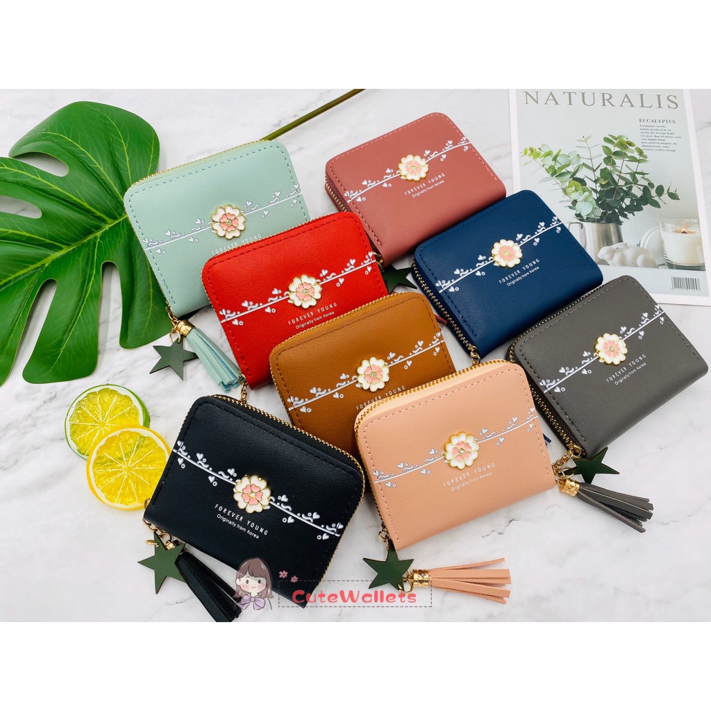 ( GS ) DOMPET WANITA / DOMPET KOIN PENDEK RESTLETING WANITA MOTIF BUNGA KRISAN CANTIK