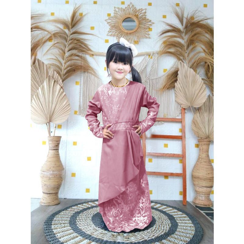 BAJU DRESS GAMIS BRUKAT BROKAT TILE MUTIARA IMPORT PREMIUM KONDANGAN PESTA SERAGAMAN BRIDESMAID NIKAHAN WISUDA ANAK KID WANITA PEREMPUAN MUSLIM UKURAN 3 4 5 6 7 8 9 10 11 12 TAHUN PREMIUM RENITA KIDS DRESS ANAK WARNA POLOS DUSTY DASTY PINK