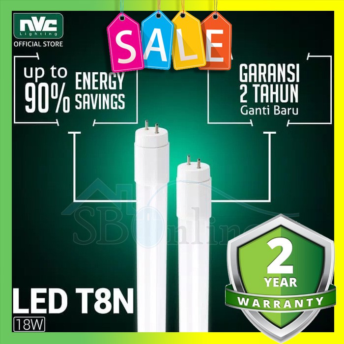 LAMPU LED NVC T8N 12 18W 6500K 220-240V ( GARANSI 2 TAHUN ) - Putih