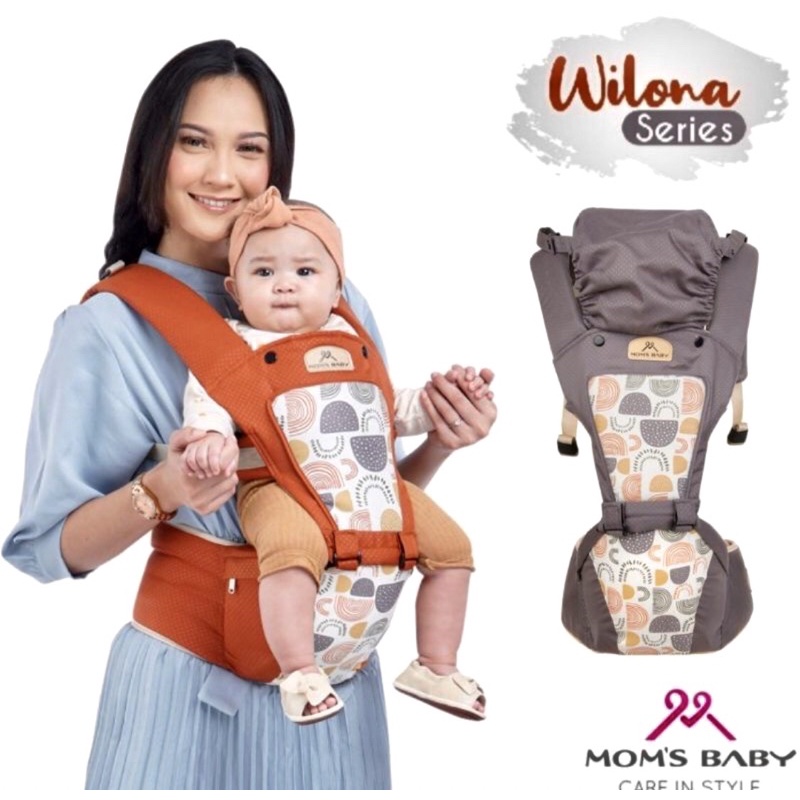 Moms Baby Gendongan Hipseat Wilona | Indie | Aurora| Cloudy | Woody | Carter | Kenzie Series