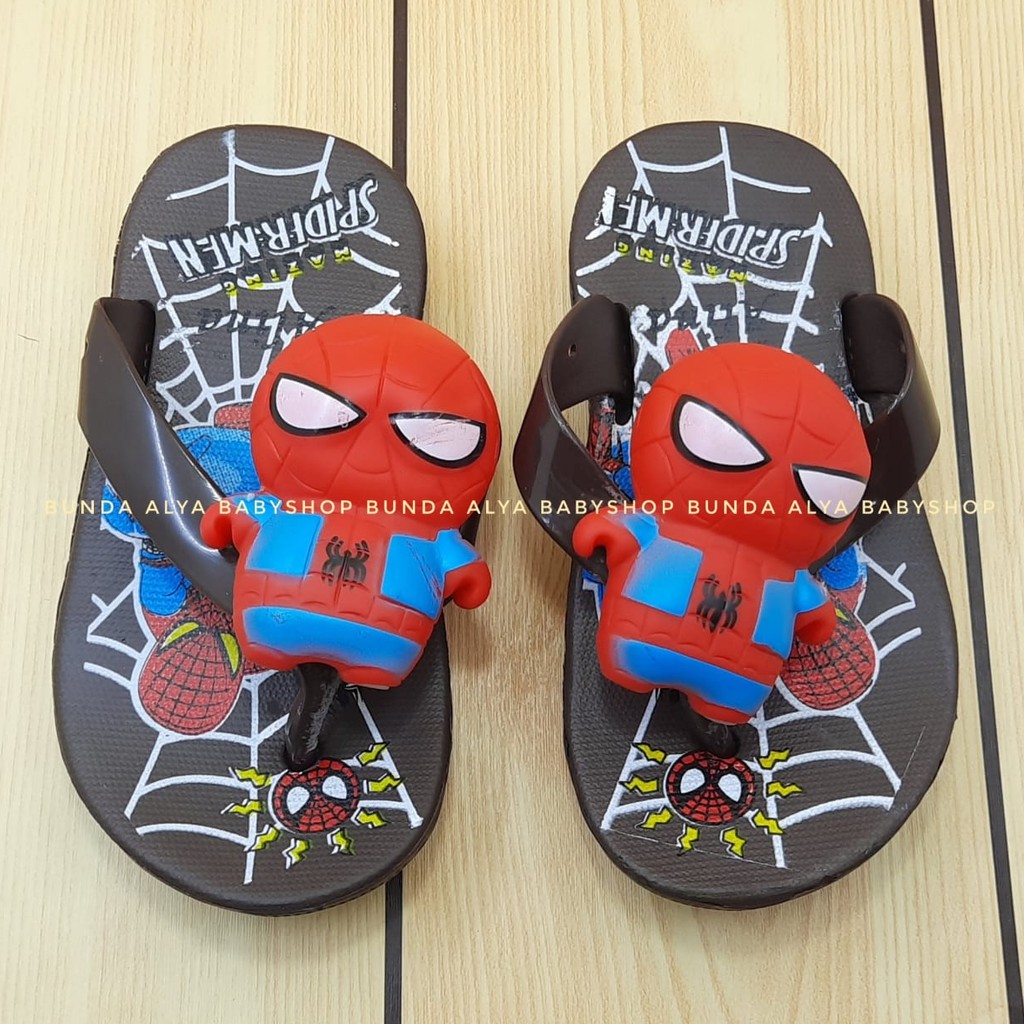 Sandal Anak Laki Jepit IMPORT Usia 1 2 3 Tahun Size 24 - 29 COKLAT - Sendal Anak Cowok Superhero Karet Anti Licin