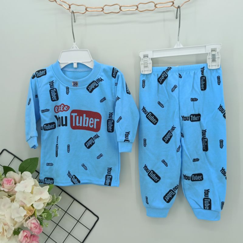 Setelan Piyama Bayi Size 0-12bulan Gambar Youtuber / Pakaian Bayi / Setelan Bayi / Baju Bayi