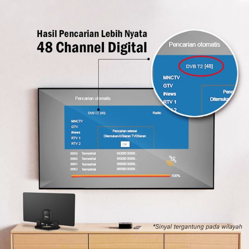 Antena TV Digital Analog Indoor Dinding Booster PX UDA 2100A