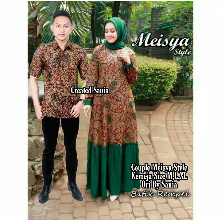 Maura Couple - Sania Ruffle Batik Couple Ori Ndoro Jowi Garansi Termurah Shopee - BATIK MODERN SOLO-Serit ijo