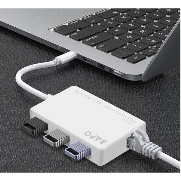 Type-c to usb 3.0 hub 3 port with rj45 lan gigabit Bafo 5Gbps 4in1 for pc laptop phone high bf-333