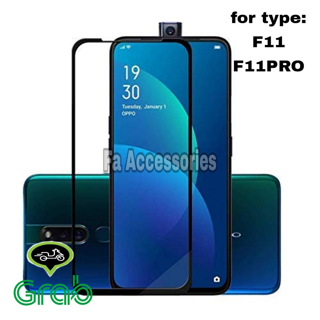 Tempered glass 5d full lem OPPO F11  F11PRO  pro HITAM screen guard protector