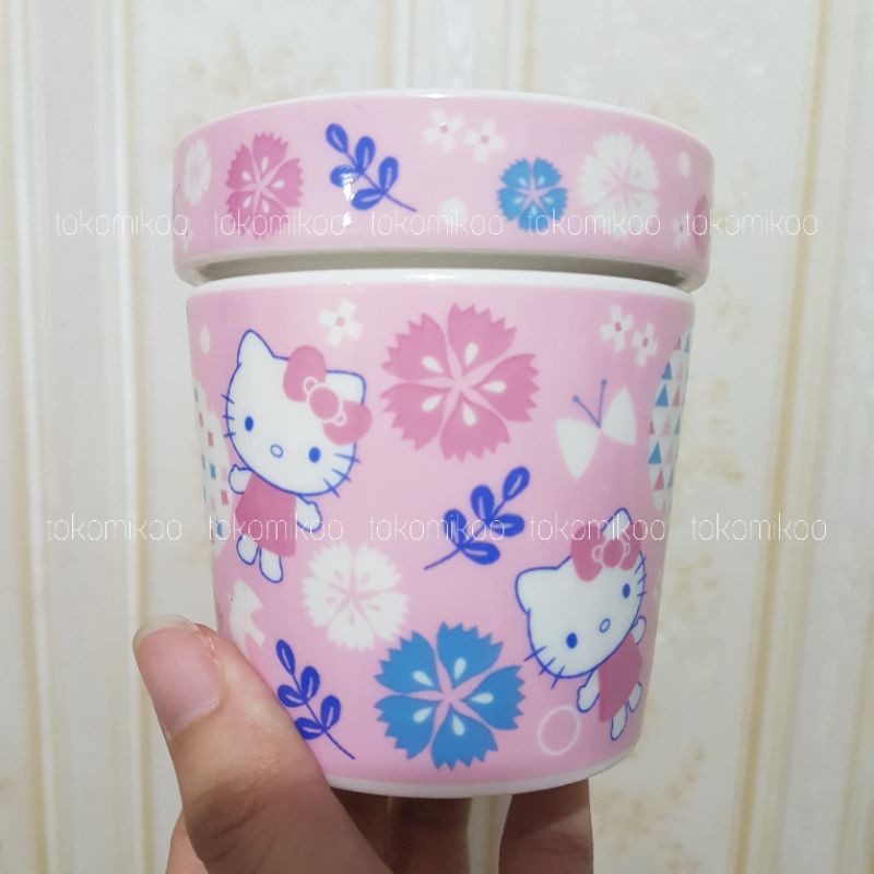Gelas keramik kecil Hello Kitty Cinnamoroll Little Twin Stars My Melody  (plus tutup untuk cookies)